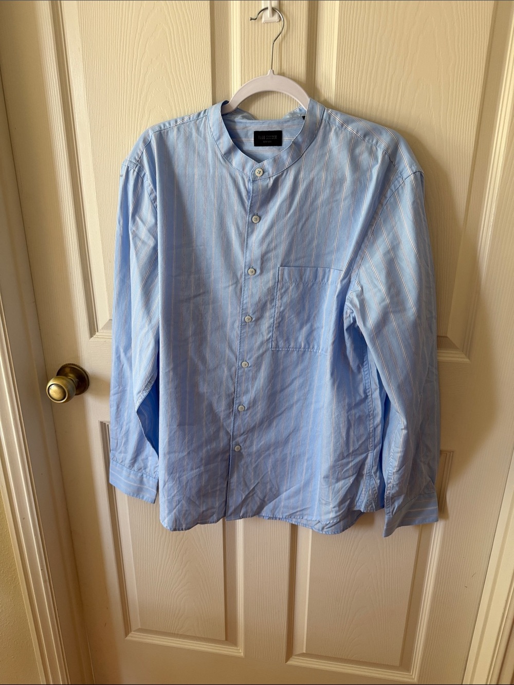 Todd Snyder Pale Blue Striped Cotton Button Shirt Sz M. Box1